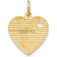 14K Yellow Gold Heart Charm with "Very Special Sis" Engraving by Oro Pregiato