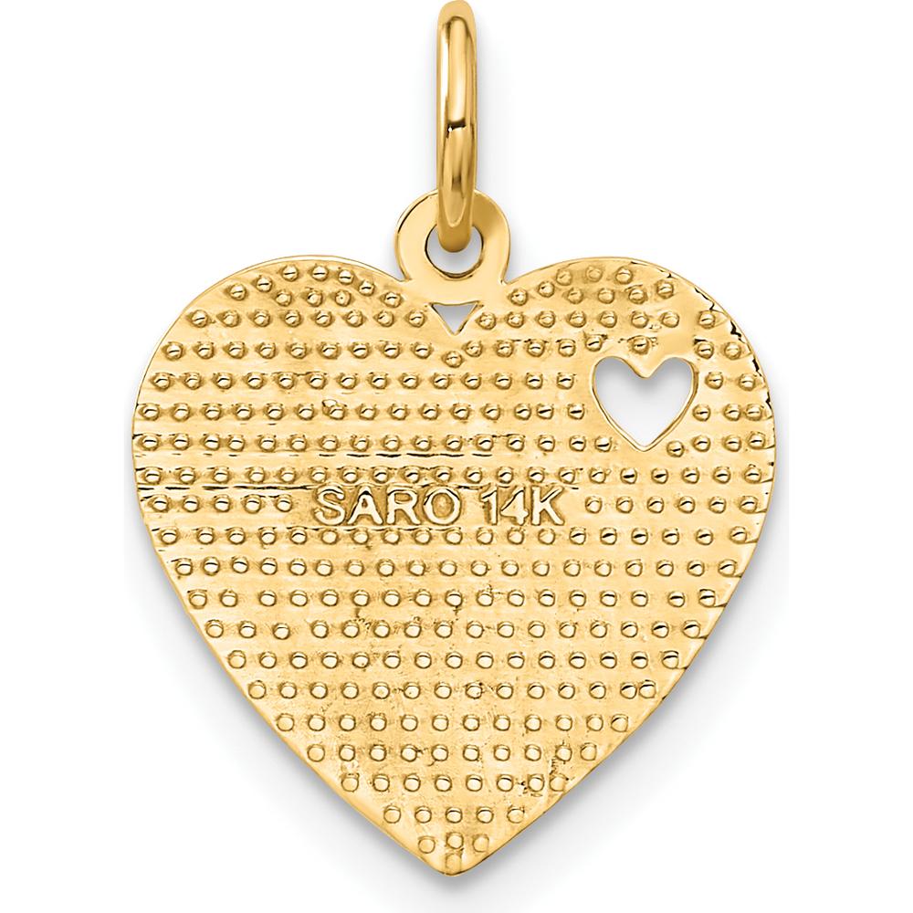 14K Yellow Gold Heart Charm with "Very Special Sis" Engraving by Oro Pregiato