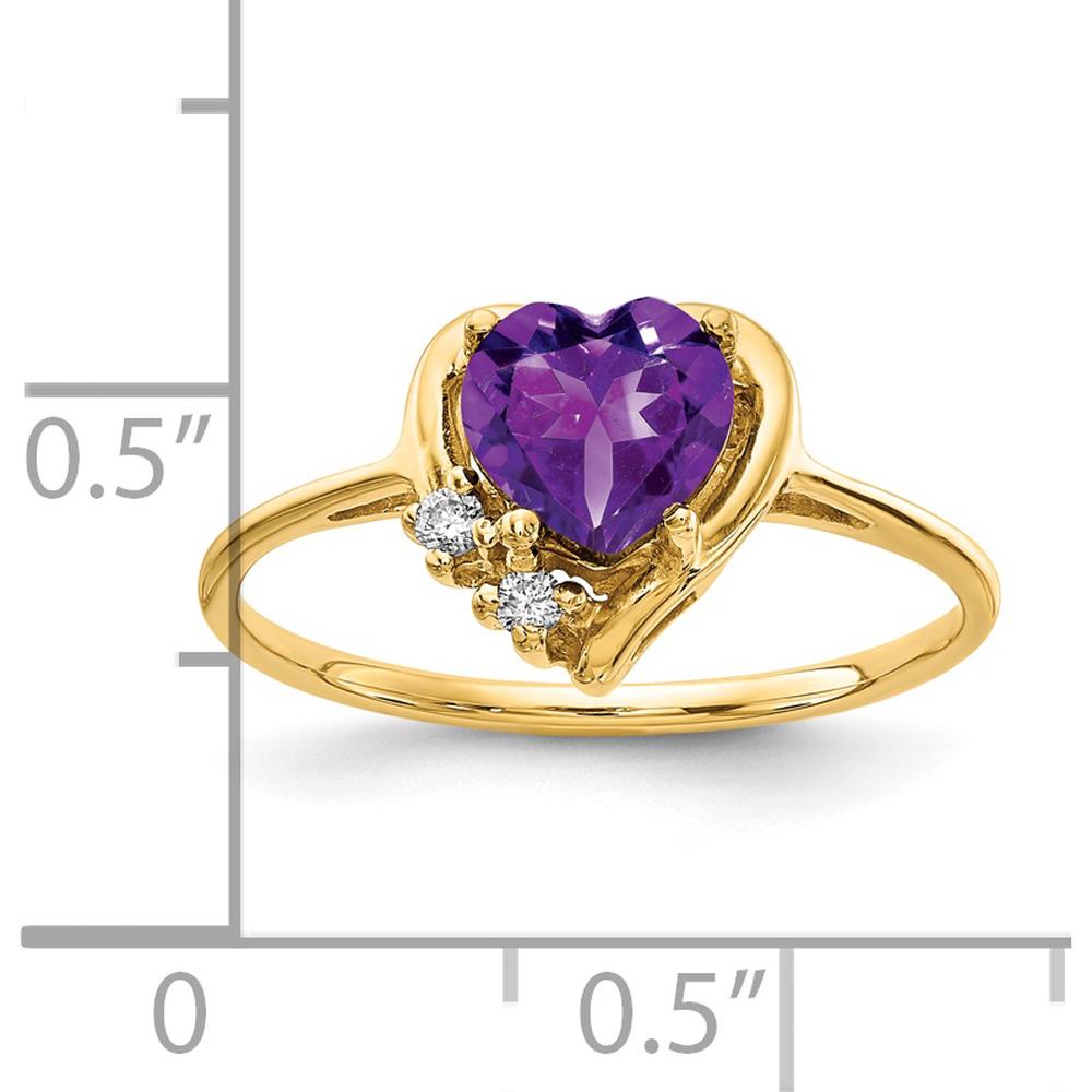 14K Yellow Gold Heart-Cut Amethyst and Diamond Accent Ring - 0.68 Carat Amethyst and 0.03 Carat Total Diamond Weight by Monteluci Fine Jewelry