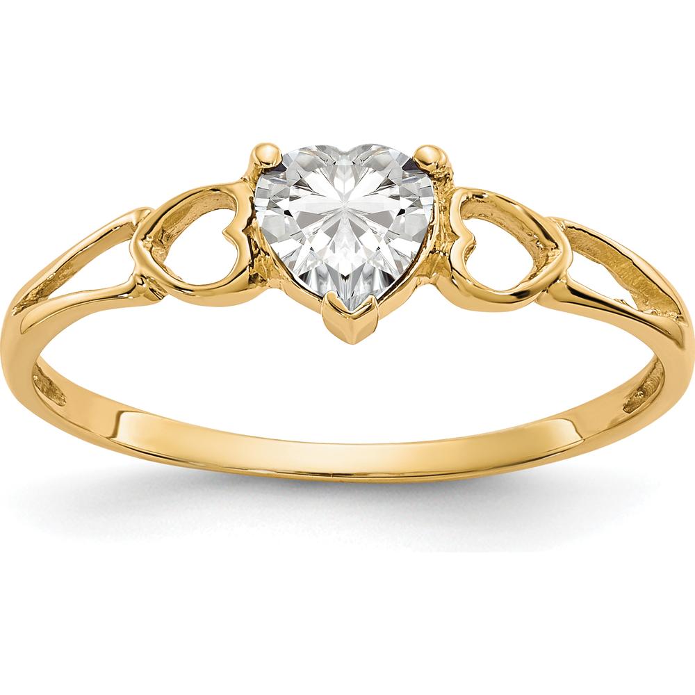 14K Yellow Gold Heart-Cut White Topaz Ring - 0.55 Carat by Oro Pregiato