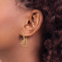 14K Yellow Gold Heart Dangle Earrings - Polished Finish by Oro Pregiato