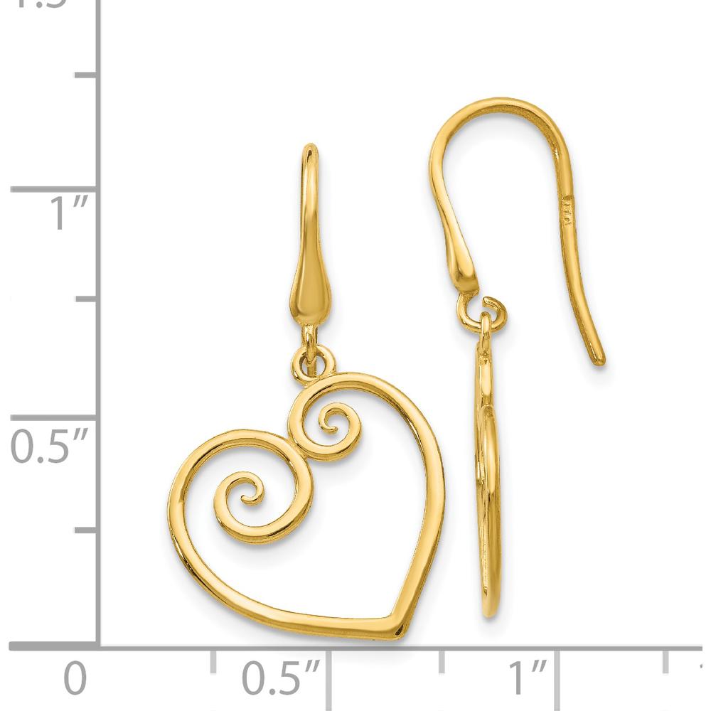 14K Yellow Gold Heart Dangle Earrings - Polished Finish by Oro Pregiato