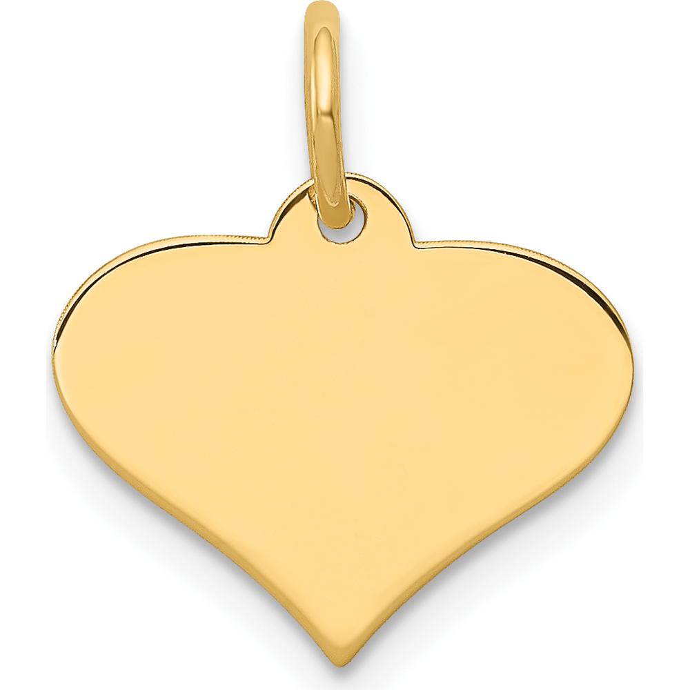 14K Yellow Gold Heart Disc Charm for Engraving - 15mm Length by Oro Pregiato