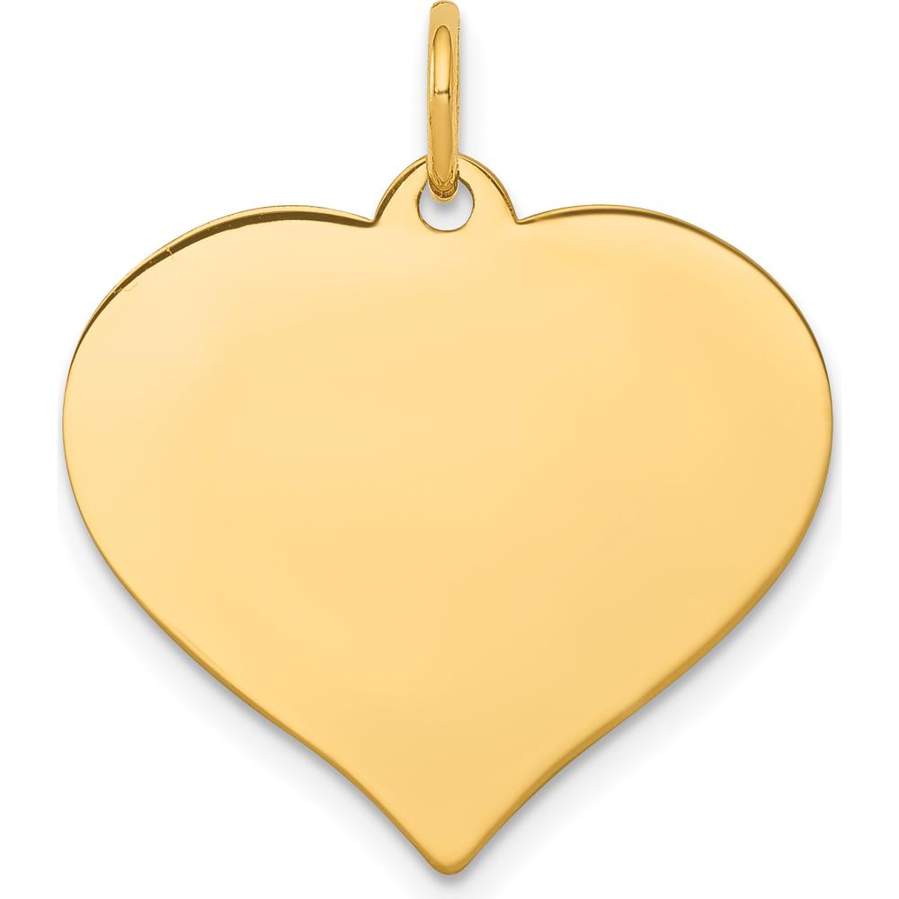 14K Yellow Gold Heart Disc Charm Pendant - Engravable and Polished Finish by Oro Pregiato