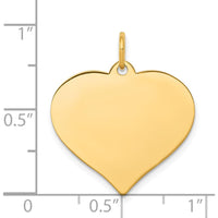 14K Yellow Gold Heart Disc Charm Pendant - Engravable and Polished Finish by Oro Pregiato