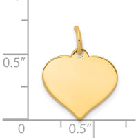 14K Yellow Gold Heart Disc Charm Pendant - Engravable, Polished Finish by Oro Pregiato