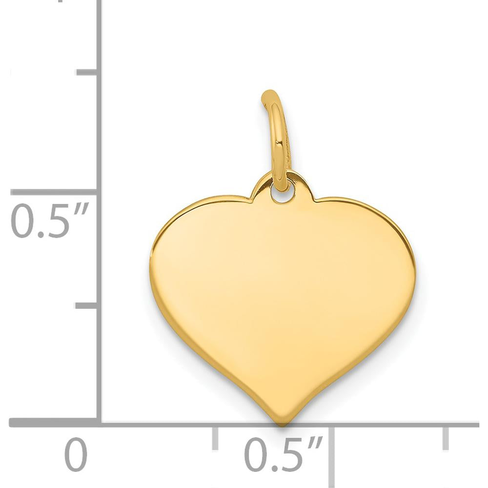 14K Yellow Gold Heart Disc Charm - Polished, Engravable Pendant by Oro Pregiato