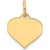 14K Yellow Gold Heart Disc Charm - Polished Finish, Engravable Pendant for Personalized Jewelry by Oro Pregiato