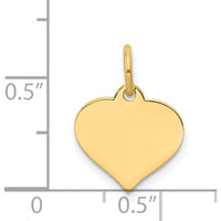 14K Yellow Gold Heart Disc Charm - Polished Finish, Engravable Pendant for Personalized Jewelry by Oro Pregiato