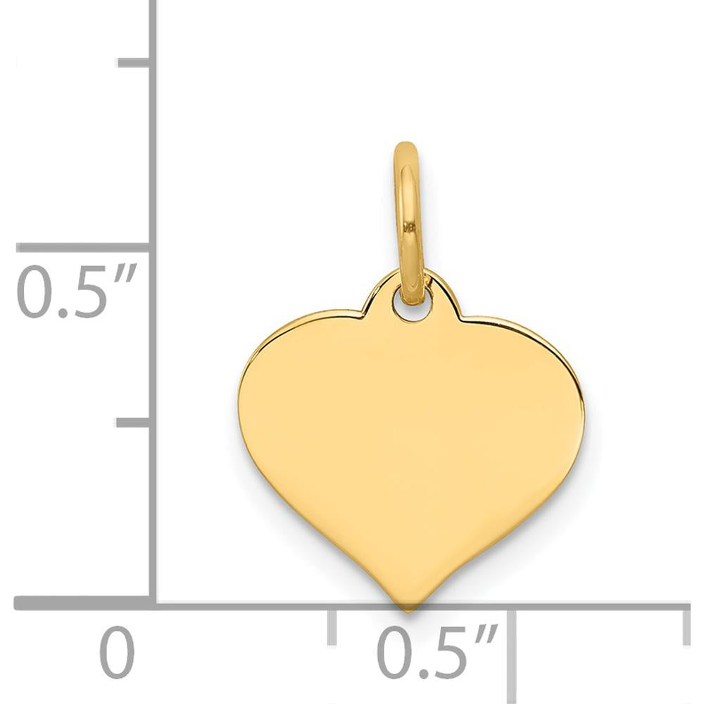 14K Yellow Gold Heart Disc Charm - Polished Finish, Engravable Pendant for Personalized Jewelry by Oro Pregiato