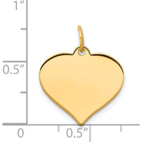 14K Yellow Gold Heart Disc Charm with Polished Finish - Engravable Personalized Pendant by Oro Pregiato