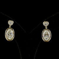 14K Yellow Gold Heart Drop Earrings with Oval Lab Diamonds and Heart Studs - 7.76 Carat Total Weight, E-F Color VS1-VVS2 Clarity - Covaloro Fine Jewelry