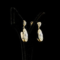 14K Yellow Gold Heart Drop Earrings with Oval Lab Diamonds and Heart Studs - 7.76 Carat Total Weight, E-F Color VS1-VVS2 Clarity - Covaloro Fine Jewelry