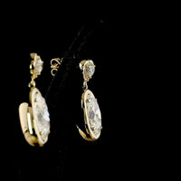 14K Yellow Gold Heart Drop Earrings with Oval Lab Diamonds and Heart Studs - 7.76 Carat Total Weight, E-F Color VS1-VVS2 Clarity - Covaloro Fine Jewelry
