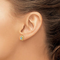 14K Yellow Gold Heart Earrings with Oval Swiss Blue Topaz and Round Diamonds - 0.30 Carat Total Blue Topaz Weight, 0.01 Carat Total Diamond Weight by Oro Pregiato