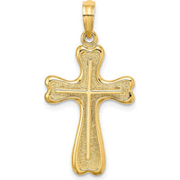 14K Yellow Gold Heart-Ended Cross Charm Pendant - 31.15mm Length by Oro Pregiato