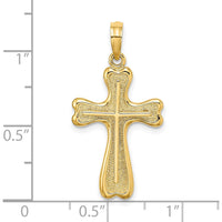 14K Yellow Gold Heart-Ended Cross Charm Pendant - 31.15mm Length by Oro Pregiato