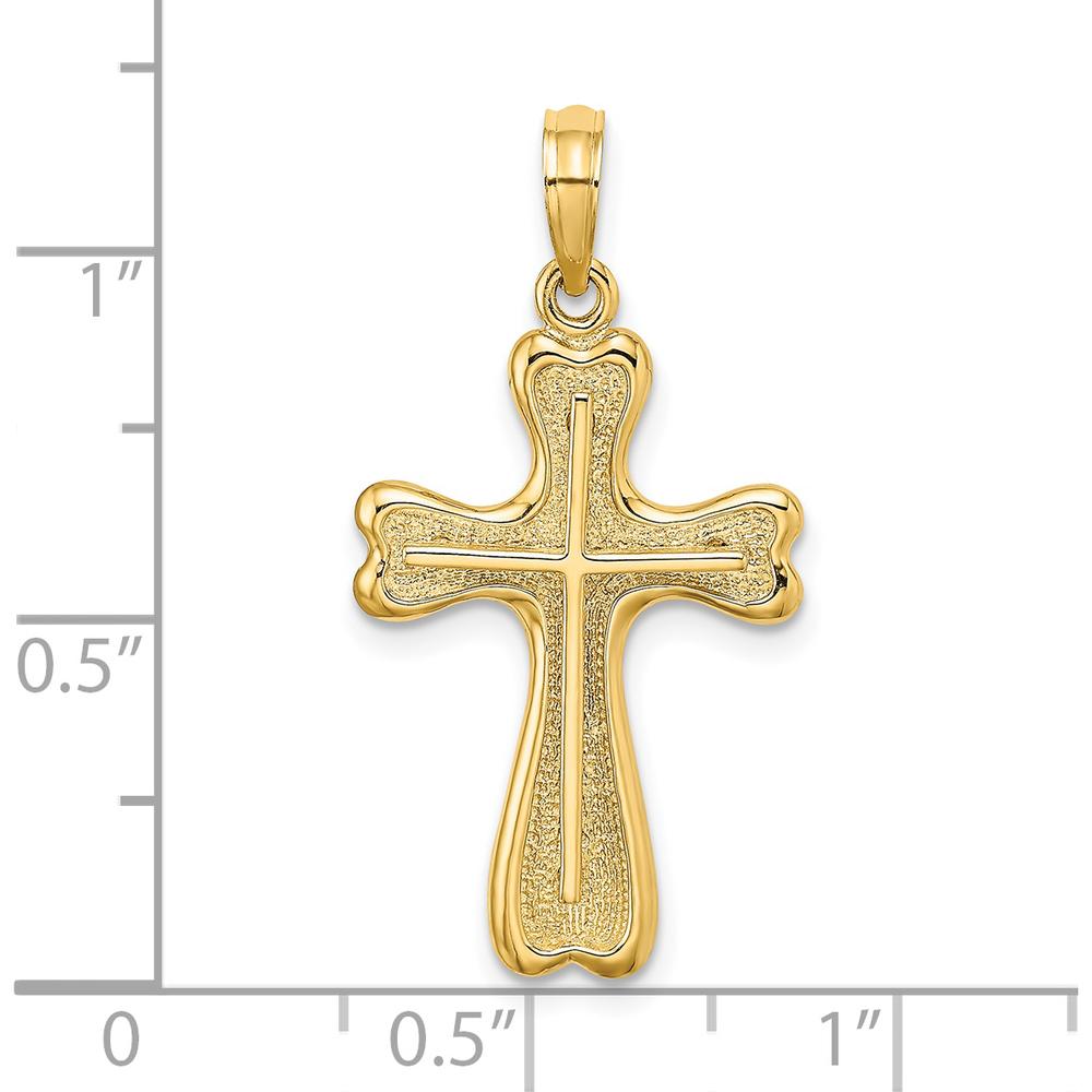 14K Yellow Gold Heart-Ended Cross Charm Pendant - 31.15mm Length by Oro Pregiato