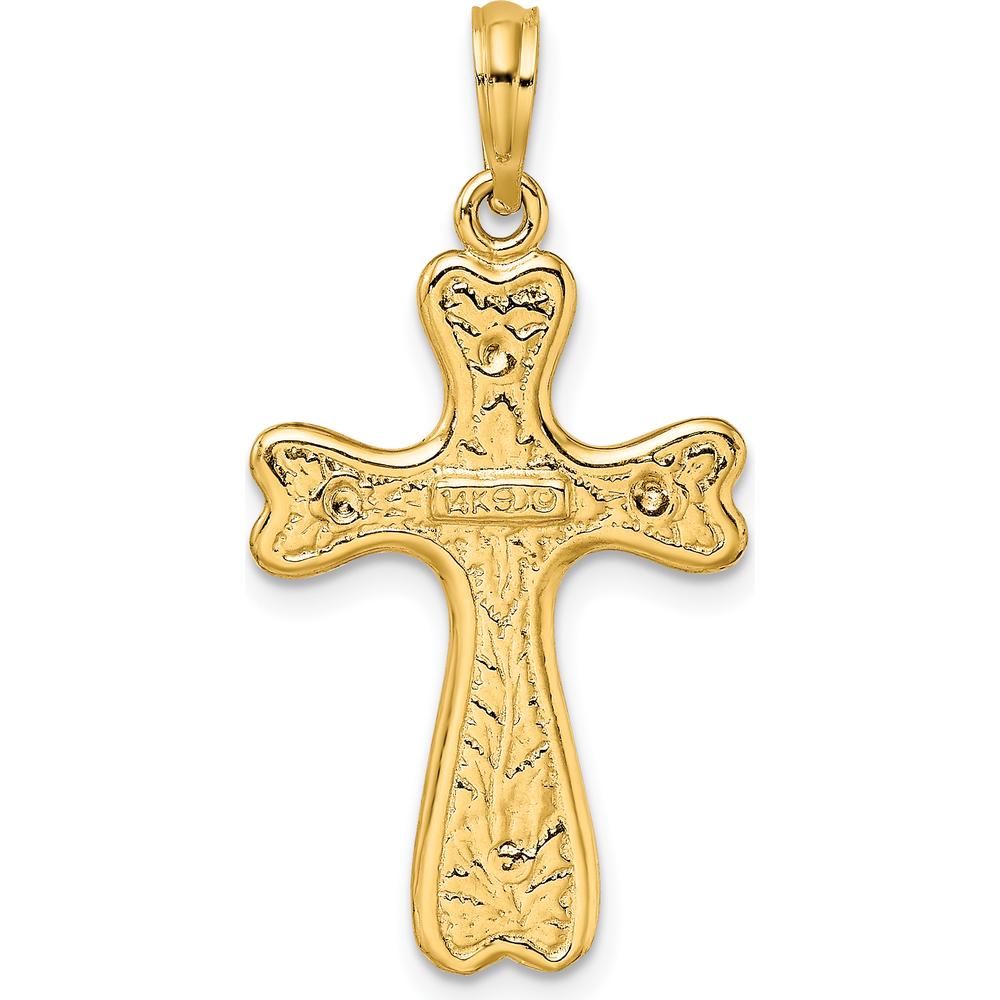 14K Yellow Gold Heart-Ended Cross Charm Pendant - 31.15mm Length by Oro Pregiato