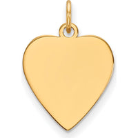 14K Yellow Gold Heart Engravable Disc Charm - Personalized Pendant by Oro Pregiato