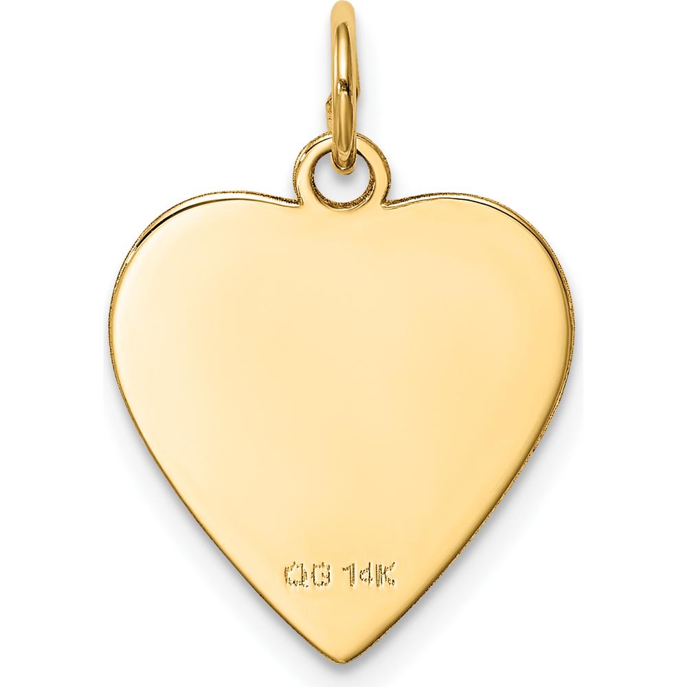 14K Yellow Gold Heart Engravable Disc Charm - Personalized Pendant by Oro Pregiato