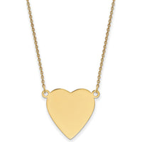 14K Yellow Gold Heart Engravable Pendant Necklace - 18" Cable Chain by Oro Pregiato