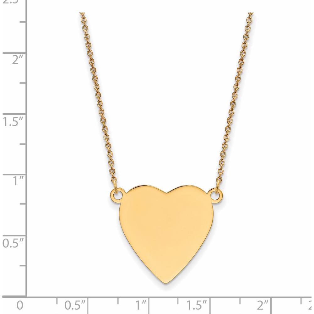 14K Yellow Gold Heart Engravable Pendant Necklace - 18" Cable Chain by Oro Pregiato