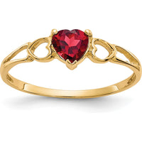 14K Yellow Gold Heart Garnet Ring with 0.55 Carat Natural Faceted Gemstone by Oro Pregiato