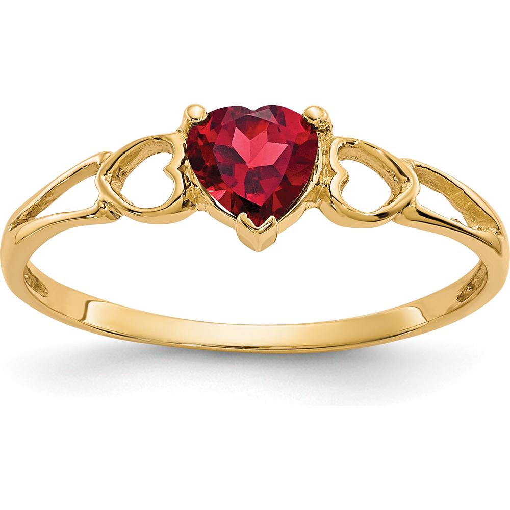 14K Yellow Gold Heart Garnet Ring with 0.55 Carat Natural Faceted Gemstone by Oro Pregiato