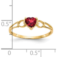 14K Yellow Gold Heart Garnet Ring with 0.55 Carat Natural Faceted Gemstone by Oro Pregiato