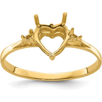 14K Yellow Gold Heart Gemstone Ring Mounting - 7mm Top Length and Width by Oro Pregiato