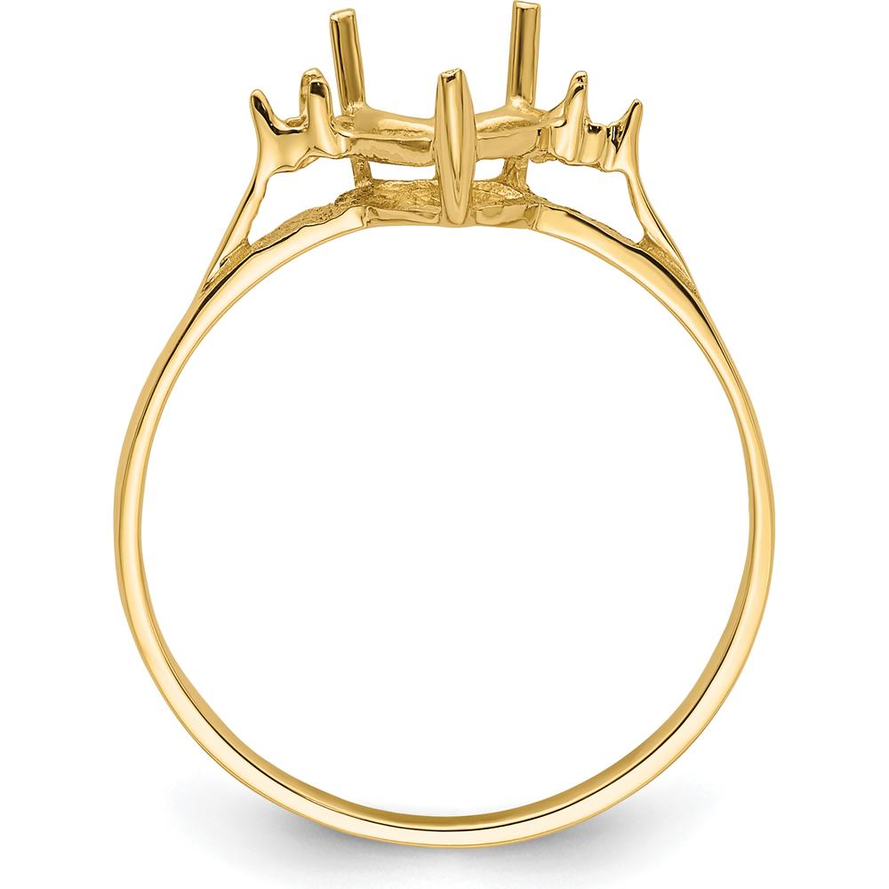 14K Yellow Gold Heart Gemstone Ring Mounting - 7mm Top Length and Width by Oro Pregiato