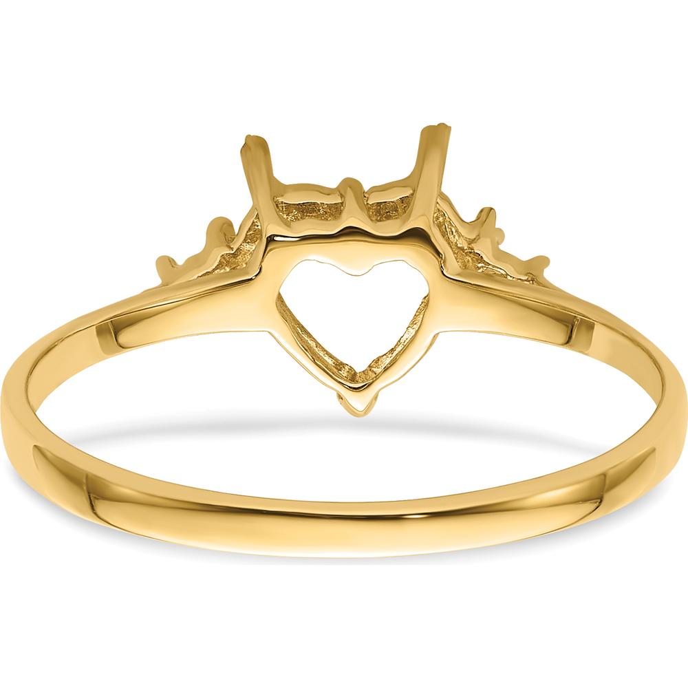 14K Yellow Gold Heart Gemstone Ring Mounting - 7mm Top Length and Width by Oro Pregiato