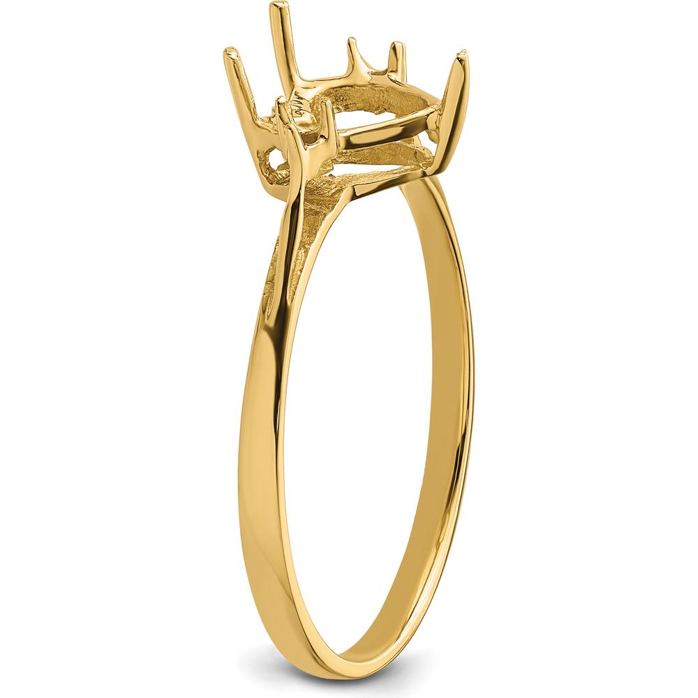 14K Yellow Gold Heart Gemstone Ring Mounting - 7mm Top Length and Width by Oro Pregiato