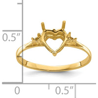 14K Yellow Gold Heart Gemstone Ring Mounting - 7mm Top Length and Width by Oro Pregiato