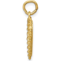 14K Yellow Gold Heart Graduation Cap and Diploma Rope Edge Pendant by Oro Pregiato