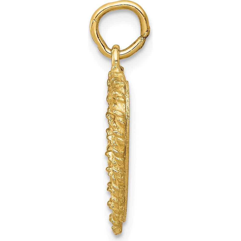 14K Yellow Gold Heart Graduation Cap and Diploma Rope Edge Pendant by Oro Pregiato