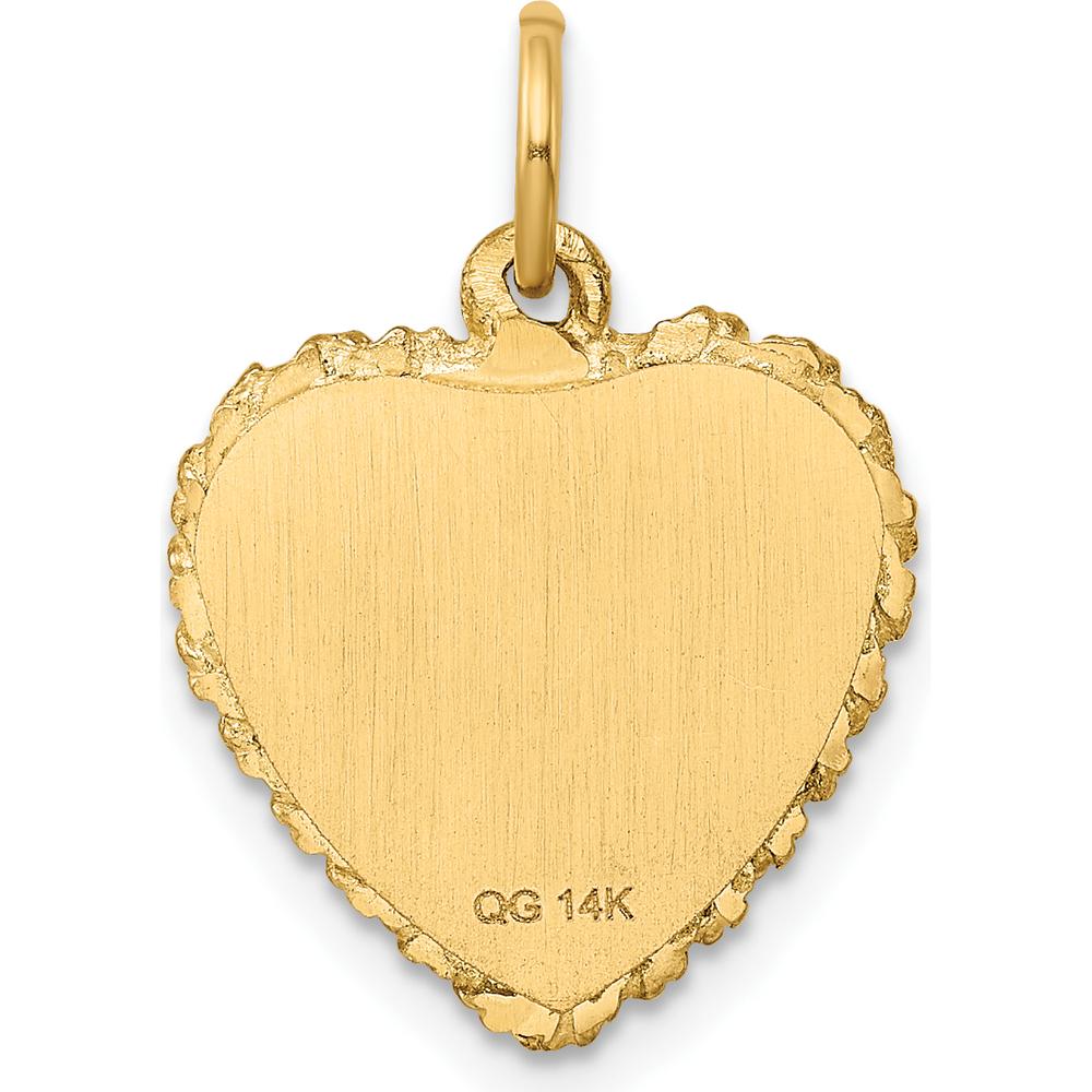 14K Yellow Gold Heart Graduation Cap and Diploma Rope Edge Pendant by Oro Pregiato