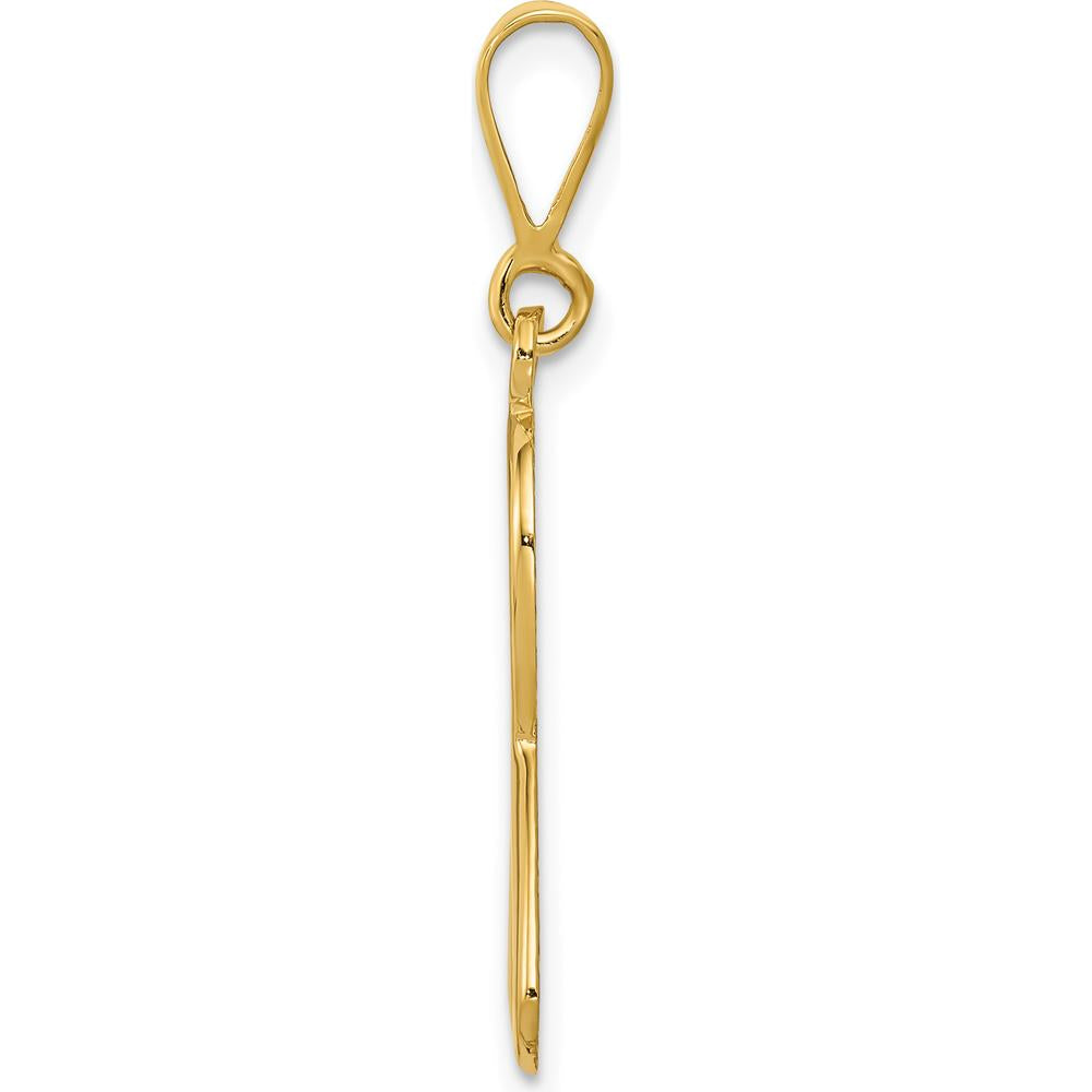 14K Yellow Gold Heart in Awareness Ribbon Pendant - Polished Finish, 30mm Length by Oro Pregiato