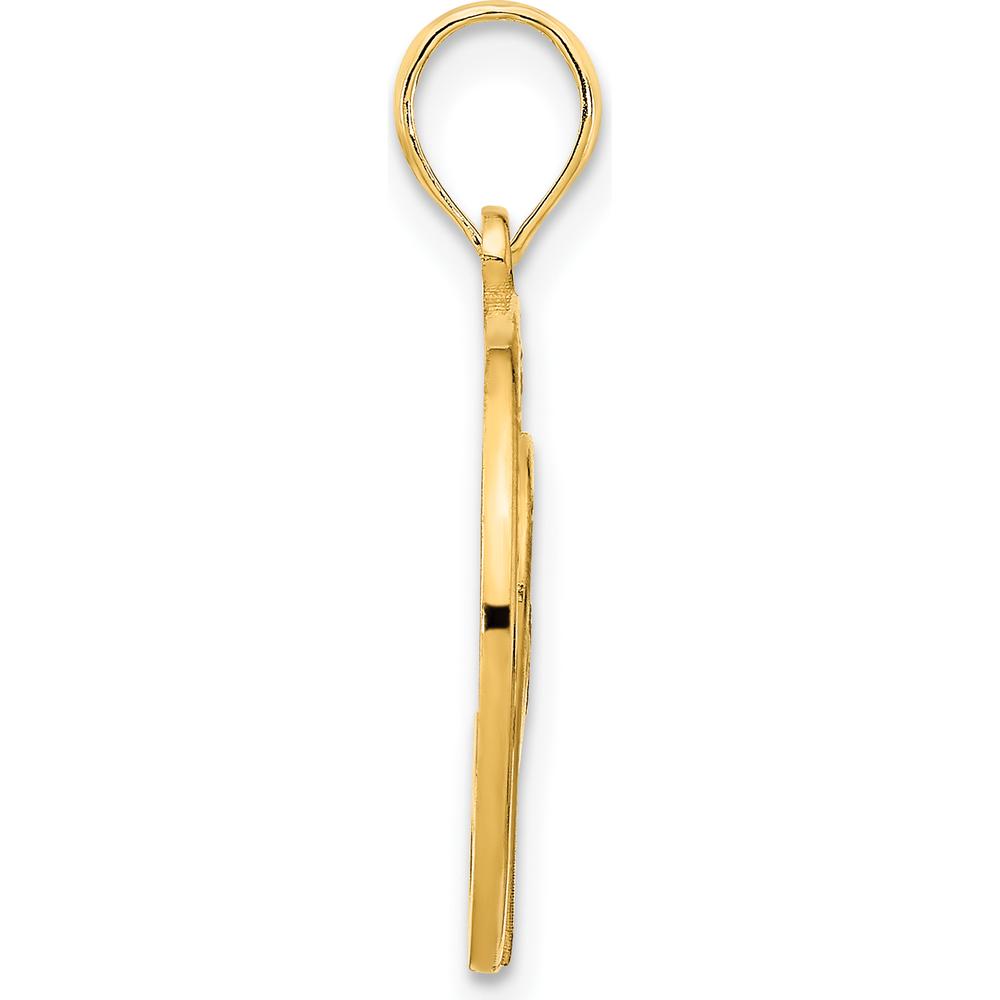 14K Yellow Gold Heart in Circle Pendant - Solid Cast Design, 17.71mm Width by Oro Pregiato
