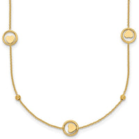 14K Yellow Gold Heart in Circle with Diamond-Cut Beads 7-Station Necklace - 17" Length by 0