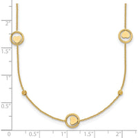 14K Yellow Gold Heart in Circle with Diamond-Cut Beads 7-Station Necklace - 17" Length by 0