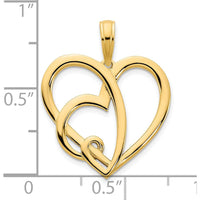 14K Yellow Gold Heart-In-Heart Pendant - 18.3mm Length, 18.4mm Width by Oro Pregiato