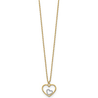 14K Yellow Gold Heart in Heart Pendant Necklace with White Rhodium Accent - 18" Cable Chain by 0