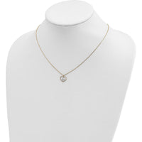 14K Yellow Gold Heart in Heart Pendant Necklace with White Rhodium Accent - 18" Cable Chain by 0