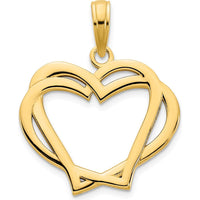 14K Yellow Gold Heart in Heart Pendant - Polished Finish by Oro Pregiato