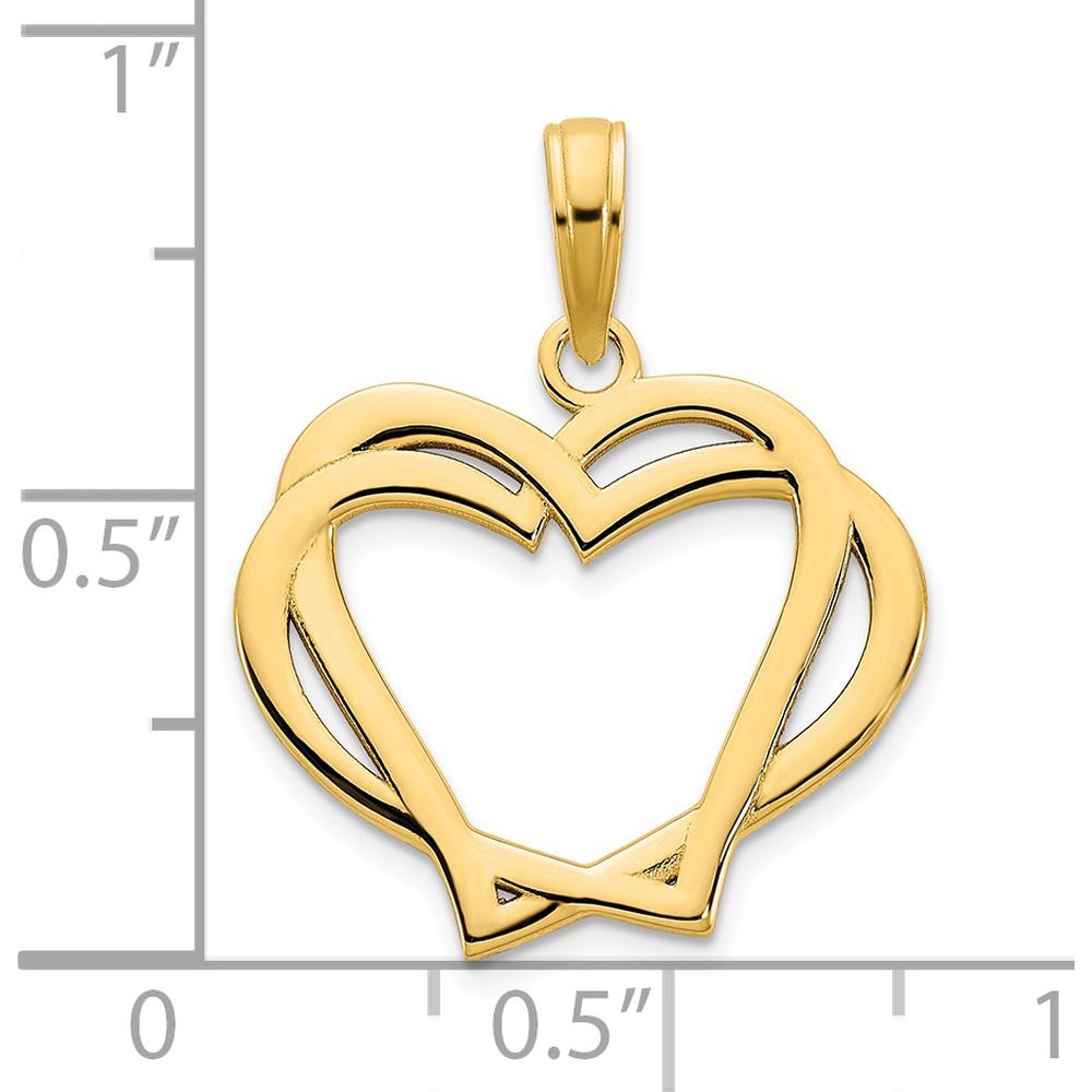 14K Yellow Gold Heart in Heart Pendant - Polished Finish by Oro Pregiato
