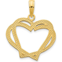 14K Yellow Gold Heart in Heart Pendant - Polished Finish by Oro Pregiato