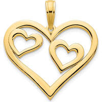 14K Yellow Gold Heart in Heart Pendant - Polished Finish by Oro Pregiato