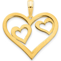 14K Yellow Gold Heart in Heart Pendant - Polished Finish by Oro Pregiato